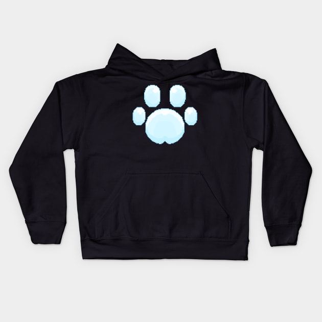 Kawaii Pixel Paw (blue) Kids Hoodie by ssydneyart